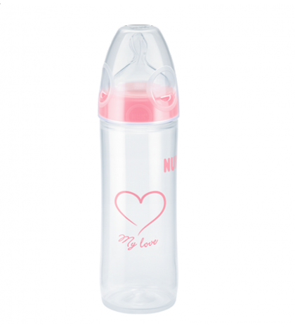 NUK \"LOVE\" - 1x Bottle Soft Teat 250ml/ PINK (6-18m+)