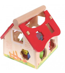 Eco toys Drevený domček, vkladačka ECO TOYS - Farma sa zvieratkami