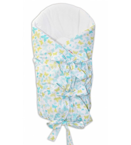 Baby Nellys® Zavinovačka šnurovacie 75x75cm - motýle žltí, modrí, K19