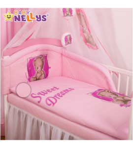 Baby Nellys® Mantinel s obliečkami Sweet Dreams by Teddy - růžový