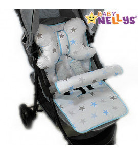 Baby Nellys® Komplet do kočíka - podložka, polštářek, potah na popruhy a barierku č. 6 D19