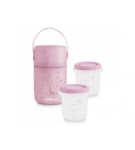 Miniland Termoizolačné puzdro + tégliky na jedlo Pink 2ks