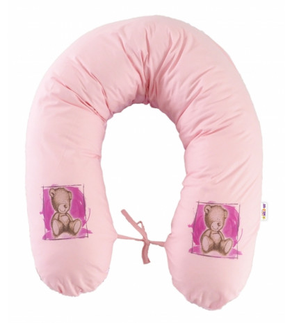 Baby Nellys Dojčiaci vankúš - relaxačná poduška 170 cm Teddy - ružový