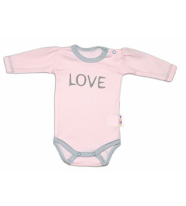 Baby Nellys Body dlhý rukáv Love - ružové, veľ. 62