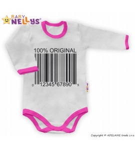 Baby Nellys Body dlhý rukáv 100% ORIGINÁL - sivé / ružový lem