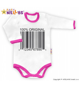 Baby Nellys Body dlhý rukáv 100% ORIGINÁL - bielo / ružový lem