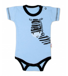 Baby Nellys ® Body krátky rukáv Baby Nellys, Zebra - modré