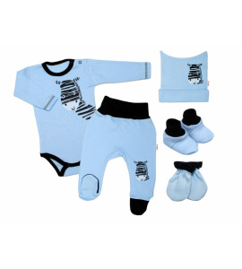 Baby Nellys ® Súpravička do pôrodnice Zebra - modrá, veľ. 68
