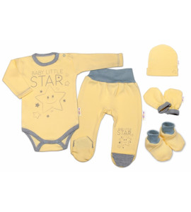 Baby Nellys ® Súpravička do pôrodnice Baby Little Star - žltá, veľ. 50