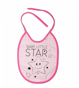 Baby Nellys ® Nepremokavý podbradník, 24 x 23 cm veľký Baby Little Star - ružová