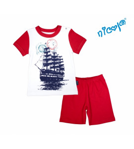 Nicol Detské pyžamo krátke Nicol, Sailor - biele/červené, veľ. 116