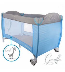 Euro Baby Dětská cestovná posteľ Žirafa - modrá/sivá, K19