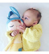 Metoo Handrová bábika Metoo s uškami v žltých šatičkách, 42cm