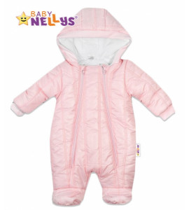 Baby Nellys ® Kombinézka s kapucňu Lux prošívaná - sv. růžová, veľ. 68