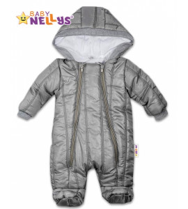 Baby Nellys ® Kombinézka s kapucňu Lux prošívaná - sivý, vel. 68