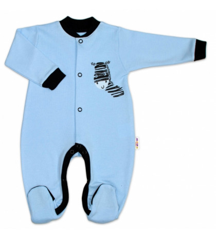 Baby Nellys ® Bavlnený overal Zebra - modrý