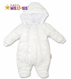 Baby Nellys ® Kombinézka s kapucňu Lux prošívaná - biela, veľ. 68