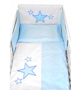 Baby Nellys ® Mantinel s obliečkami Baby Stars - modrý, veľ. 135x100 cm