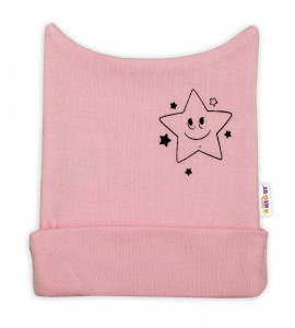 Baby Nellys® Novorodenecká čiapočka, Baby Little Star - ružová, veľ. 62