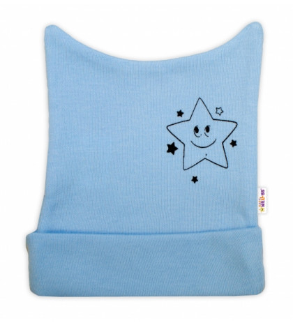 Baby Nellys® Novorodenecká čiapočka, Baby Little Star - modrá, veľ. 56