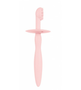 Canpol babies Silikónová zubná kefka /hryzátko s ochr. štítkom - ružový