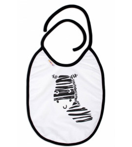 Baby Nellys® Nepromokavý podbradník, 24 x 23 cm veľký Zebra - biela