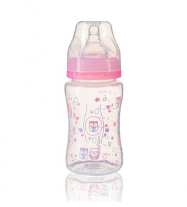BabyOno Antikoliková fľaštička so širokým hrdlom 240ml, Baby Ono - ružová