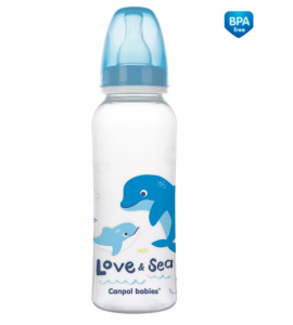 Canpol babies Fľaštička s potlačou 250 ml Love & Sea - modrá