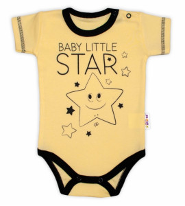 Baby Nellys® Body krátky rukáv, Baby Little Star - žlté, veľ. 80