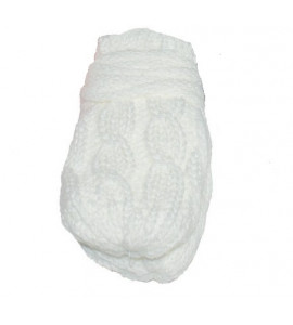 BABY NELLYS Zimné pletené dojčenské rukavičky so vzorom - biele veľ. 12cm