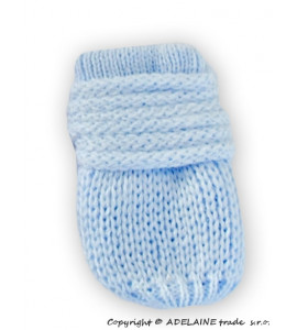 Baby Nellys ® Zimné pletené dojčenské rukavičky - sv. modré, veľ. 12cm