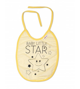 Baby Nellys ® Nepromokavý podbradník, 24 x 23 cm veľký Baby Little Star - žltá