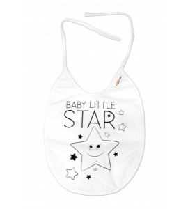 Baby Nellys ® Nepromokavý podbradník, 24 x 23 cm veľký Baby Little Star - biela