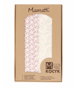 Mamatti Detská bavlnená deka s minky, Rozeta - 75 x 90 cm, ružová-ecru