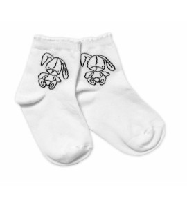 Baby Nellys Bavlnené ponožky Cute Bunny - biele, veľ. 15-16 cm