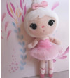 Mini handrová bábika Metoo s klipom Baletka, ružové šatôčky, 22cm