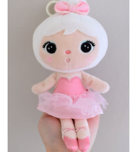 Mini handrová bábika Metoo s klipom Baletka, ružové šatôčky, 22cm