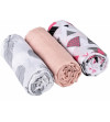 Baby Nellys mušelínové plienky 3ks Lux - Tvary, pierka, 70 x 80 cm, sivá/ružová/biela

