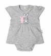 Baby Nellys Bavlnené dojčenské sukničkobody, kr. rukáv, Cute Bunny - sivá, veľ. 86