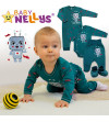 Baby Nellys Bavlnený dojčenský overal Little Robot, tmavo zelený, veľ. 74