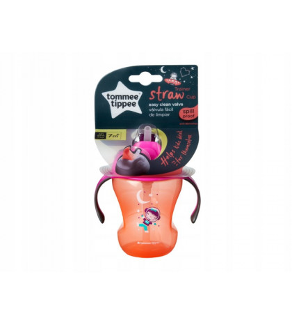 Tommee Tippee netečúci hrnček so slamkou Straw Cup 230ml pink
