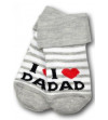 Dojčenské froté bavlnené ponožky I Love Dad, bielo/sivé prúžok