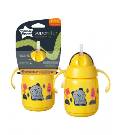 Tommee Tippee netečúci hrnček Superstar so slamkou 300ml yellow