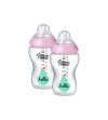 TOMMEE TIPPEE Dojčenská fľaša C2N ružová 2ks 340ml 3m +